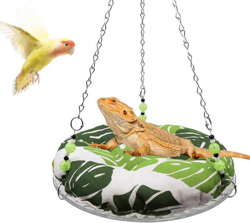 Slepceub 11.8in Reptile Bed，Reptile Hammock Swing Hanging Bed, Lizard Swing Toy, Lizard Bed, Reptile Lounger Terrarium Hanging Hammock for Bearded Dragon Lizard Gecko Chameleon Parrot Hamster Small Pets - Image 1